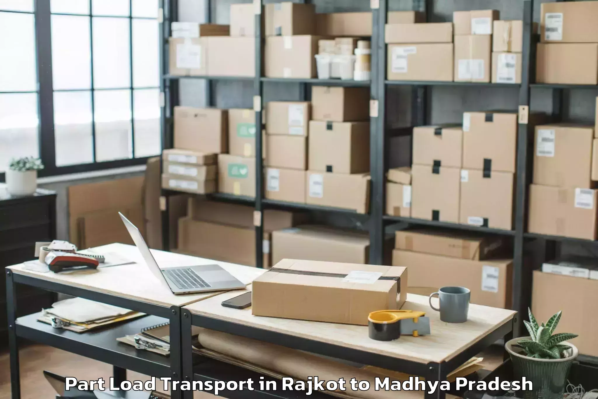 Top Rajkot to Rehti Part Load Transport Available